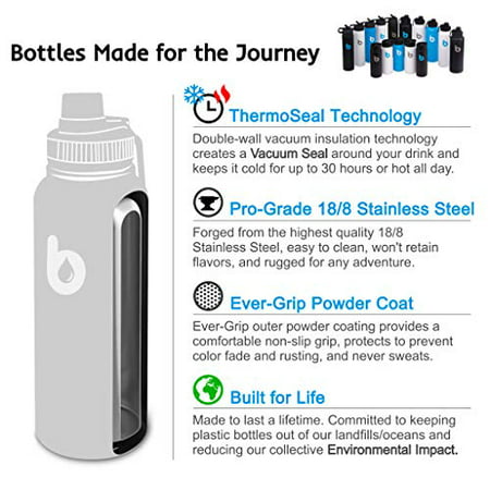 Straw, Spout, Coffee Flip, Standard Travel binz Built for Life Stainless Steel Water Bottle Leak Proof Flask Vacuum Insulated Wide Mouth Double Wall with 2 BPA Free Lids 18oz 27oz 40oz 